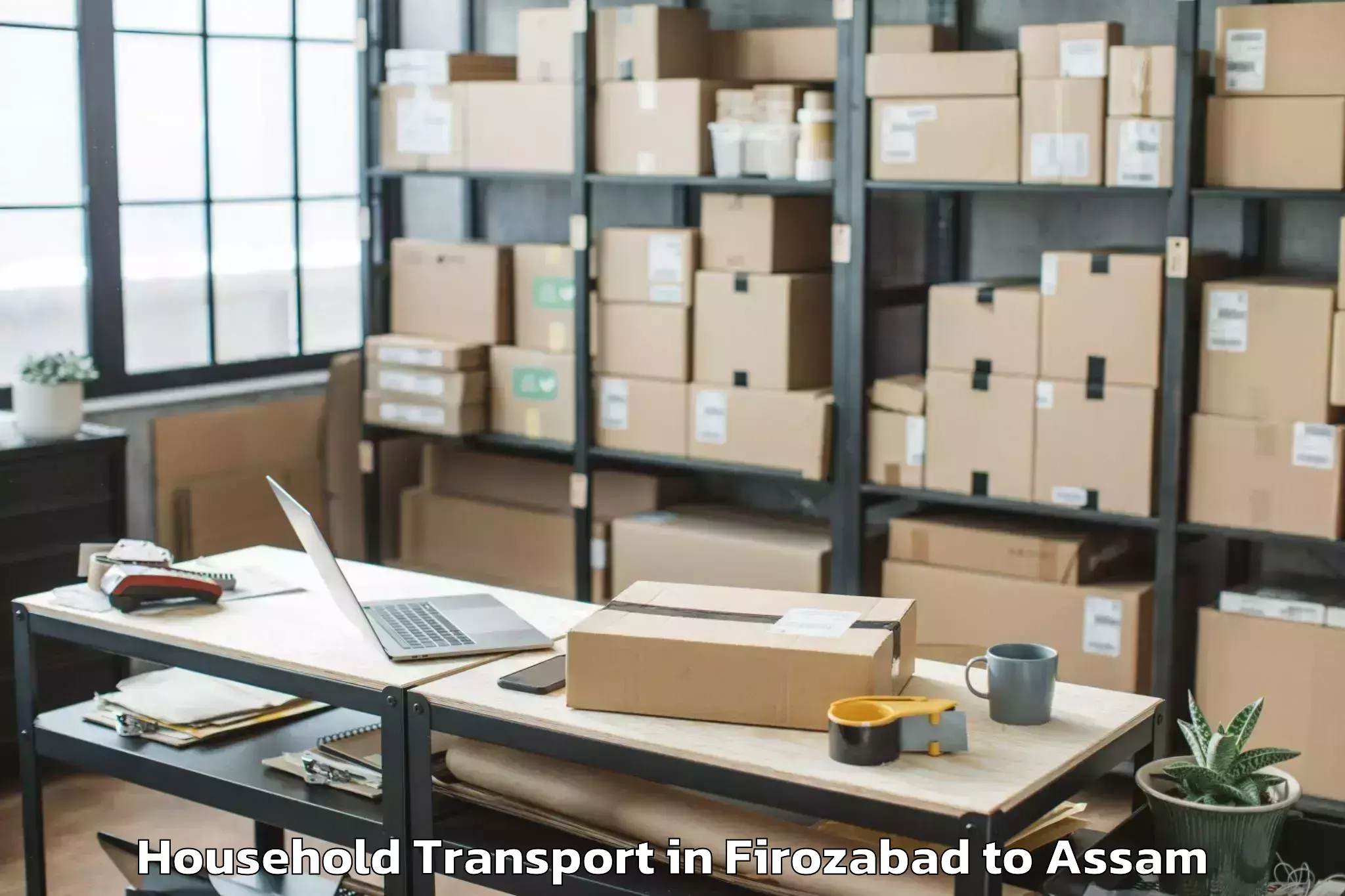 Reliable Firozabad to Dibrugarh University Household Transport